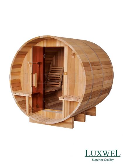 Luxwel 8ft by 6ft Superior Knotless Cedar Wood Canopy Barrel Sauna