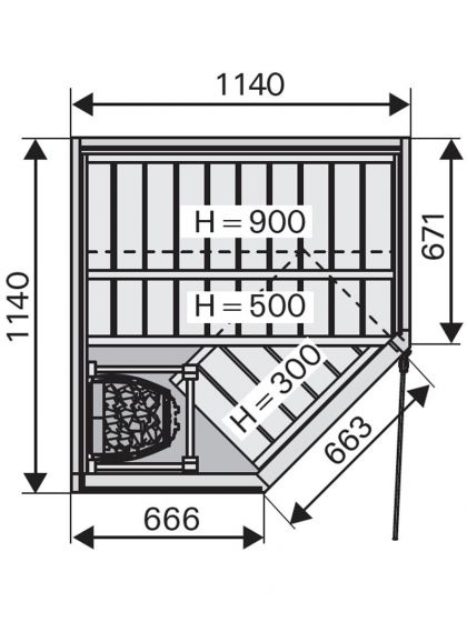 Harvia Sirius Traditional Bathroom Sauna (1140 x 1140 mm)