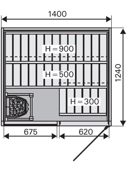 Harvia Sirius Traditional Bathroom Sauna (1400 x 1240 mm)