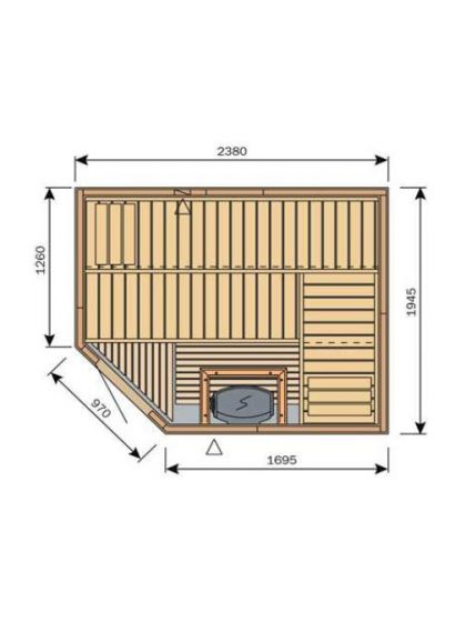 Harvia Variant S2520L Traditional Finnish Sauna (2380 x 1945 mm)