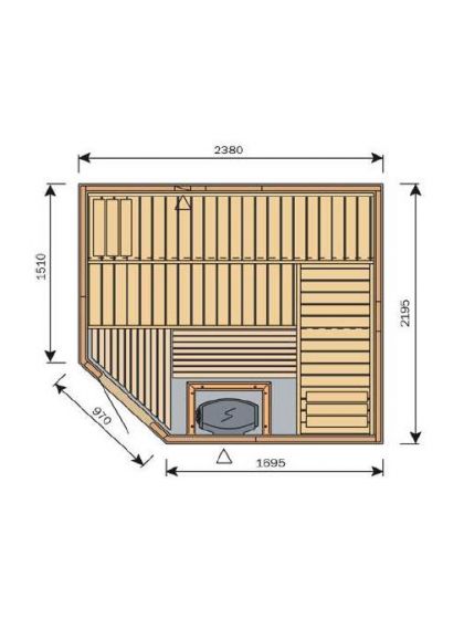 Harvia Variant S2522L Traditional Finnish Sauna (2380 x 2195 mm)