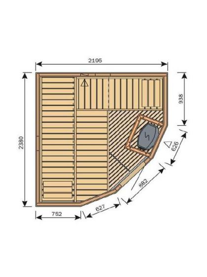 Harvia Variant S2522M Traditional Finnish Sauna (2380 x 2195 mm)