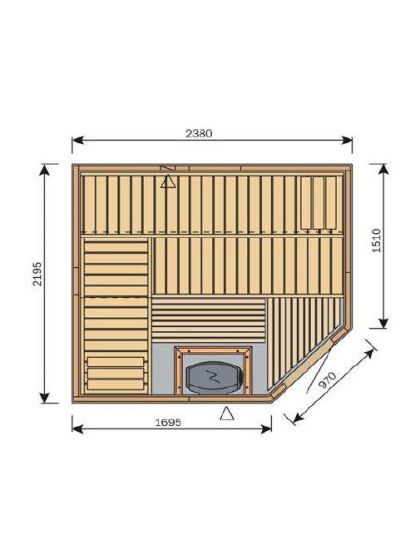 Harvia Variant S2522R Traditional Finnish Sauna (2380 x 2195 mm)