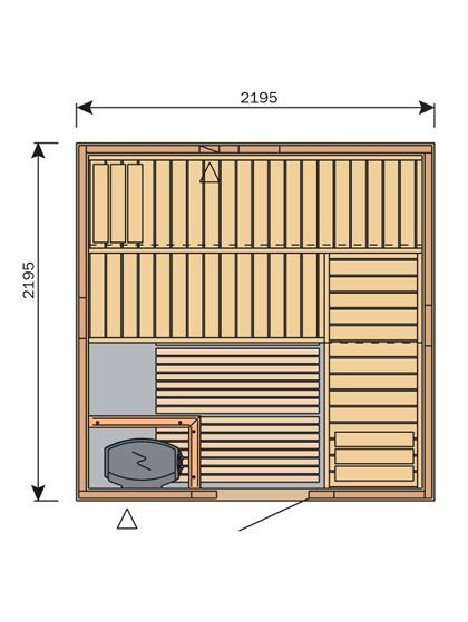 Harvia Variant S2222 Traditional Finnish Sauna (2195 x 2195 mm)