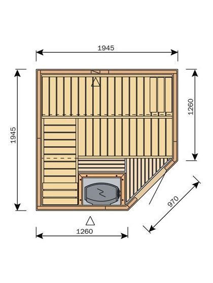 Harvia Variant S2020R Traditional Finnish Sauna (1945 x 1945 mm)